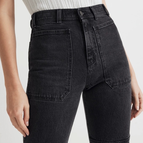 NWT Madewell 90s Straight Cargo Jean Black Utility Pockets High Rise (Size 25) - Picture 2 of 10